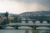 Bridges under a stormy Prague